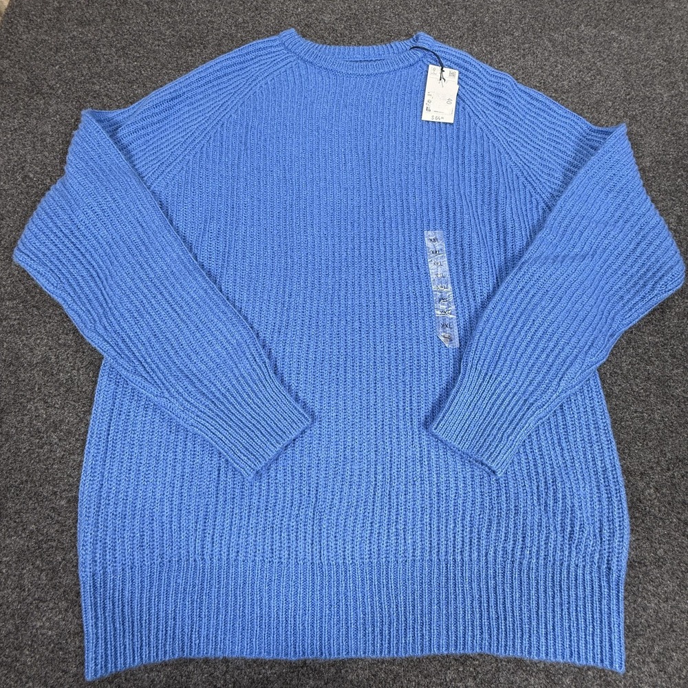 Piombo Sweater Mens 2XL Blue Ribbed Knit Crewneck Pullover Acrylic‎ Wool Blend